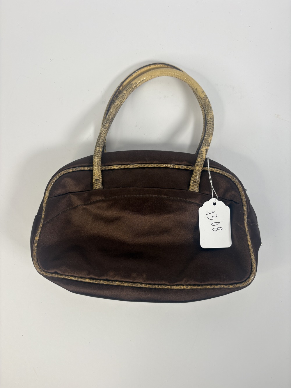 PF-1308 Brown Baby Prada Bag with Reptile Handles